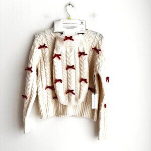 Cupcakes and Cashmere 2 Piece Lady + Dog Sweater Set Red Bows XS